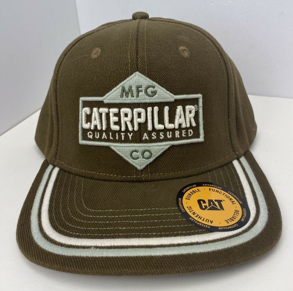 Caterpillar CAT Hat Equipment Olive & Mint Green 5 Panel SnapBack Embroidered